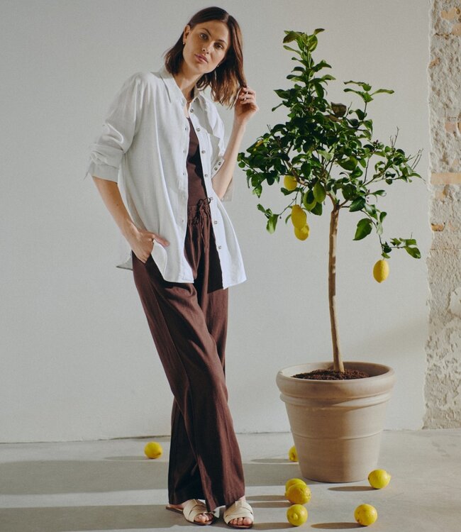 linnen dames broek "Lava" bruin FreeQuent