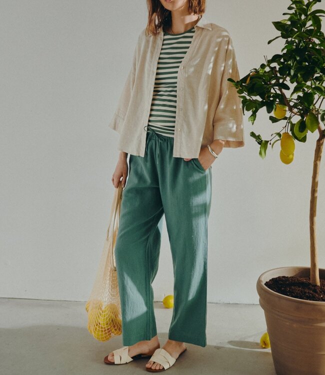 linnen broek dames "Lava" donkergroen