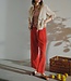 linnen broek dames "Lava" rood