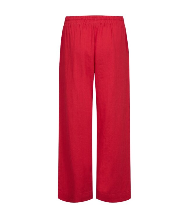 linnen broek dames "Lava" rood - ENKELLENGTE