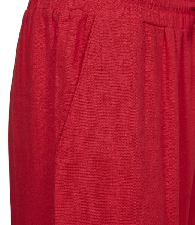 linnen broek dames "Lava" rood FreeQuent - ENKELLENGTE