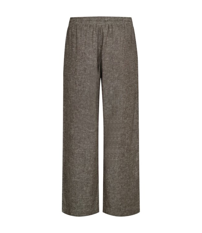 linnen broek dames "Lava" bruin gemeleerd