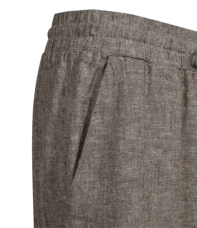 linnen broek dames "Lava" bruin gemeleerd FreeQuent - ENKELLENGTE