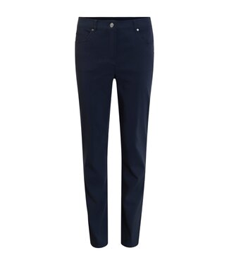 Brandtex. stretch broek Madeleine five pocket met knoop marine Brandtex 78cm
