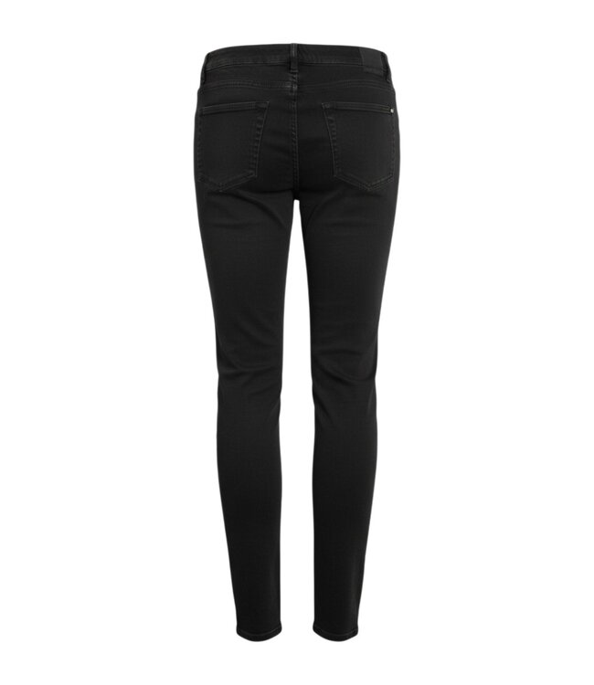 stretch broek Madeleine five pocket met knoop zwart Brandtex 78cm