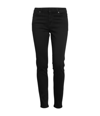 Brandtex. stretch broek Madeleine five pocket met knoop zwart Brandtex 78cm