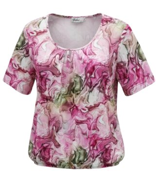 BLAUW dames blouson shirt marmerprint roze K/M