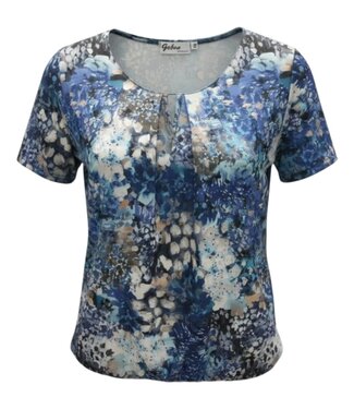 BLAUW dames blouson shirt Picasso- print blauw K/M