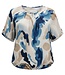 dames blouson shirt met print beige- blauw K/M