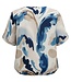 dames blouson shirt met print beige- blauw K/M