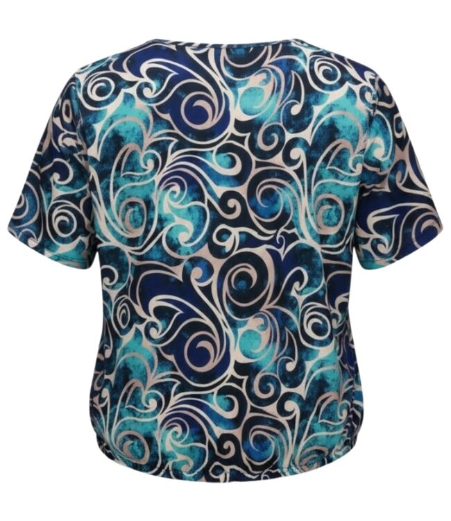 dames blouson shirt swirl aqua- blauw  K/M