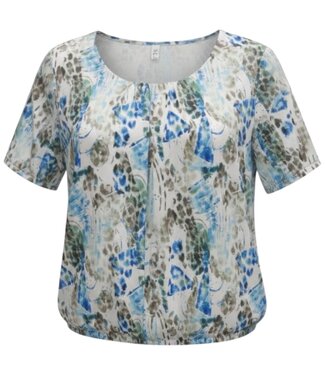 BLAUW dames blouson shirt "Othmar"blauw- bruin K/M