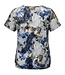 dames blouson shirt met bloemen digitaal blauw K/M