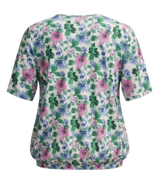 dames blouson shirt bloemen pastel- groen K/M