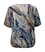 dames blouson shirt met print beige- blauw K/M