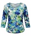 dames blouson shirt klaproos blauw 3/4 mouwlengte