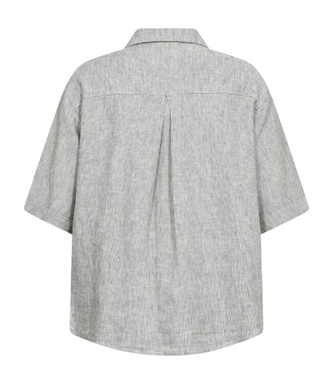 gestreepte linnen dames blouse knopen "Lava Shirt" groen FreeQuent