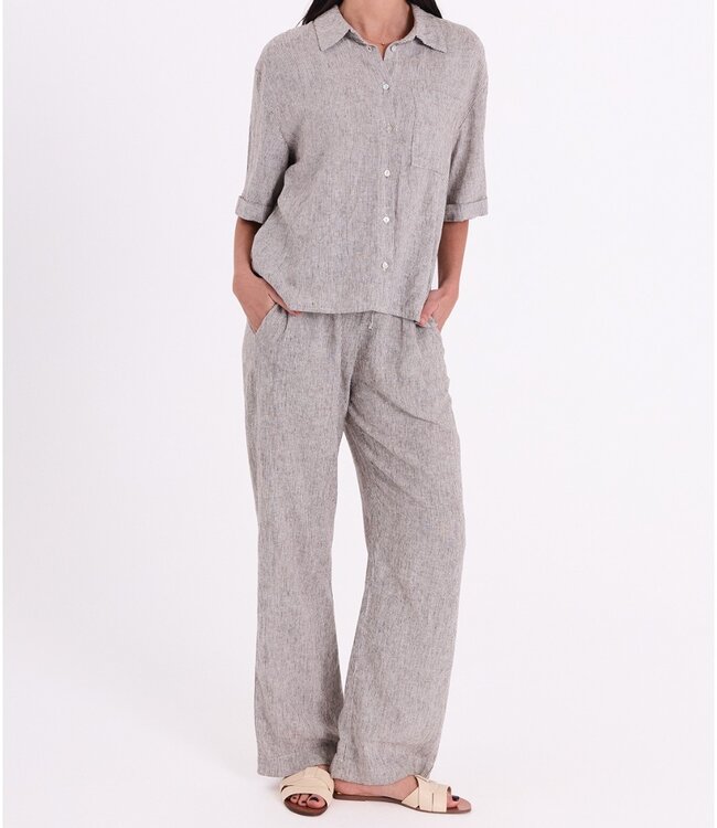 linnen dames broek gestreept "Lava" bruin FreeQuent