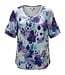 dames blouson shirt grote bloemen kobaltblauw K/M