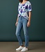 dames blouson shirt grote bloemen kobaltblauw K/M