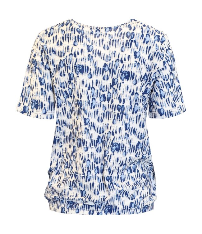 dames blouson shirt met v-hals en print blauw Brandtex