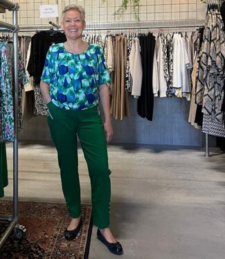 BLAUW dames blouson shirt square groen- blauw K/M