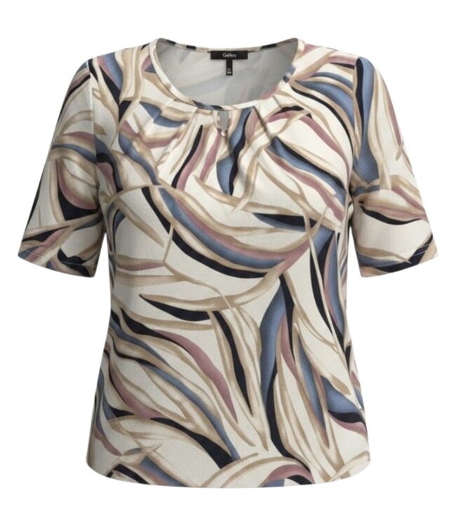 dames blouson shirt lines roze- blauw K/M