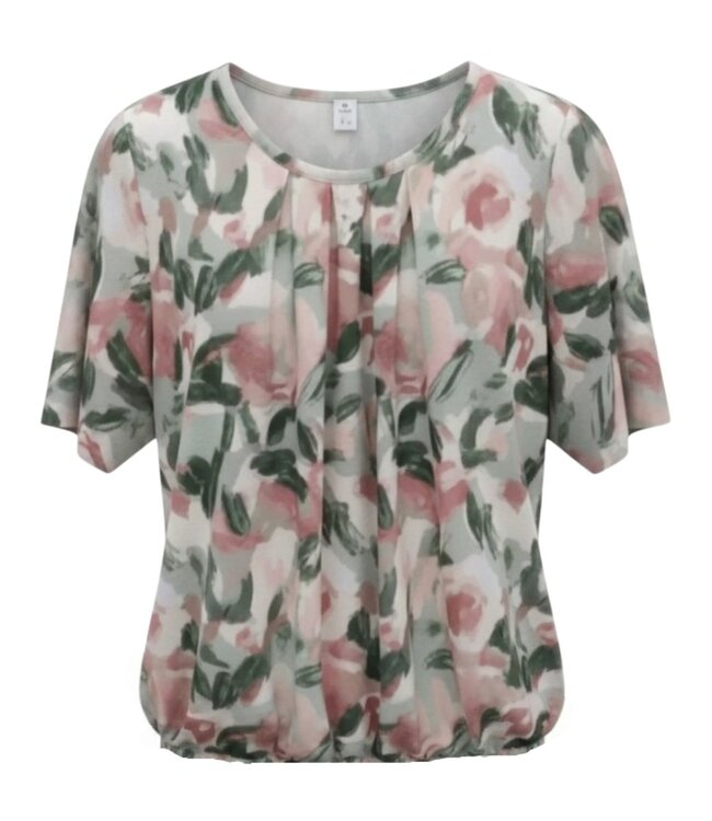 dames blouson shirt paint groen- koraal K/M