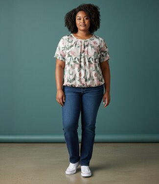 BLAUW dames blouson shirt paint groen- koraal K/M