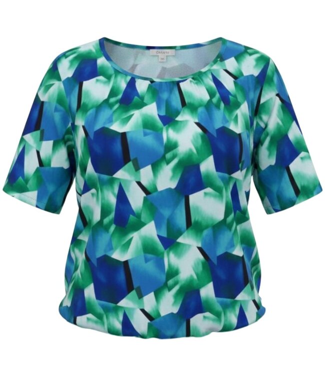 dames blouson shirt square groen- blauw K/M