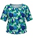 dames blouson shirt square groen- blauw K/M