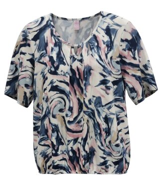 BLAUW dames blouson shirt quantrelle blauw- roze K/M