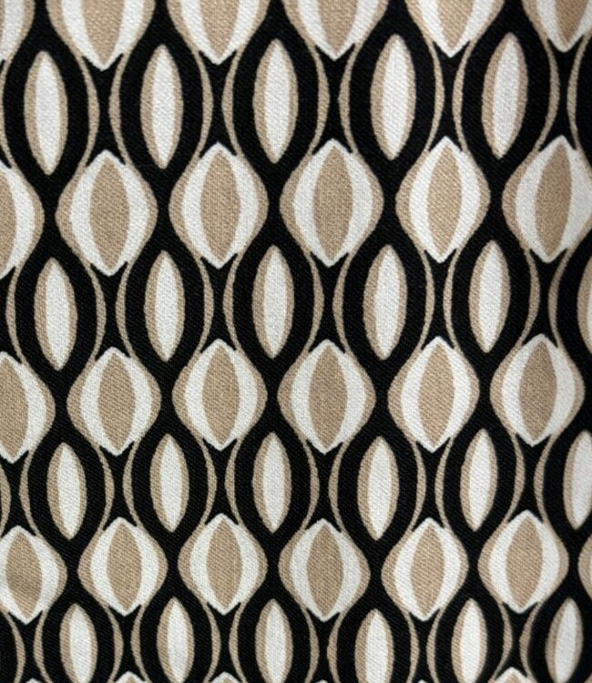 stretch broek 7/8 met ovalen- print "Pita" beige- zwart Sensia