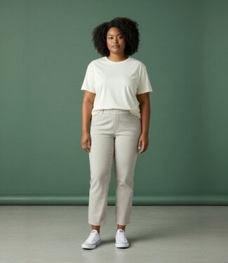 Sensia stretch broek 7/8 met lichte streep print "Pita" beige Sensia