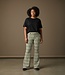 gewerkte stretch broek met print Patti flared groen