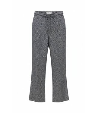 Sensia stretch broek travelstof "Pigal" met bloem-motief marine Sensia