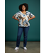 dames blouson shirt marmer bruin-blauw