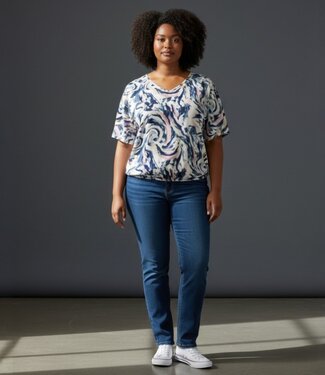 BLAUW dames blouson shirt quantrelle blauw- roze K/M