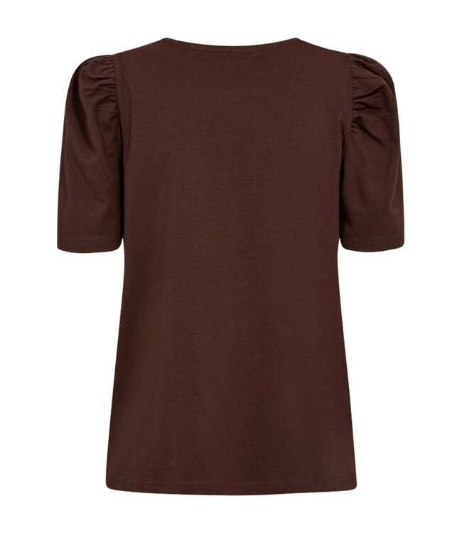 effen dames shirt met pof- mouwtje "Fenja" bruin