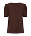 effen dames shirt met pof- mouwtje "Fenja" bruin
