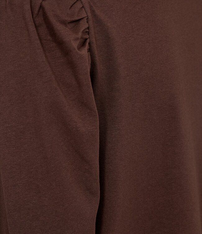 effen dames shirt met pof- mouwtje "Fenja" bruin