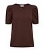 effen dames shirt met pof- mouwtje "Fenja" bruin