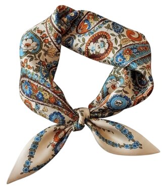 BLAUW korte vierkante dames sjaal paisley print multicolor 70x70cm