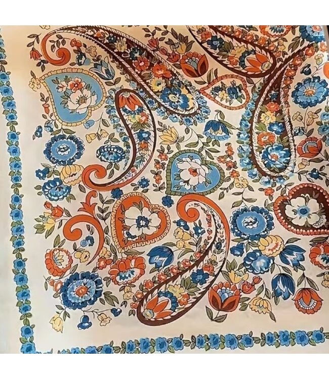 korte vierkante dames sjaal paisley print multicolor 70x70cm