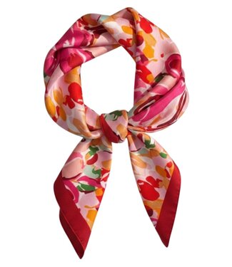 BLAUW korte vierkante dames sjaal met print roze 70x70cm
