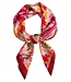 korte vierkante dames sjaal met print roze 70x70cm