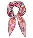 korte vierkante dames sjaal met fantasyprint roze 70x70cm