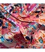 korte vierkante dames sjaal met fantasyprint roze 70x70cm
