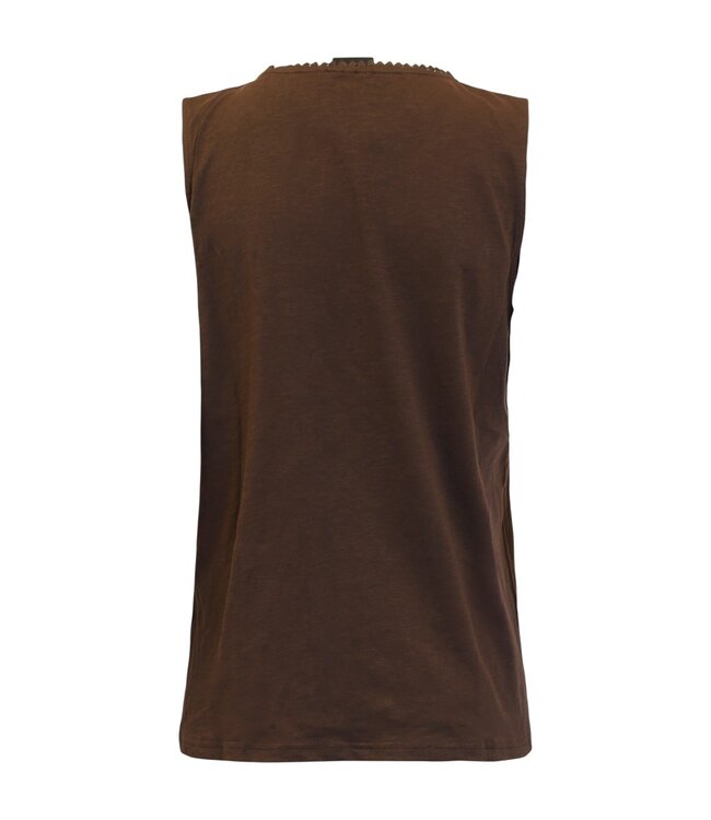 dames topje met kant 100% katoen bruin Brandtex