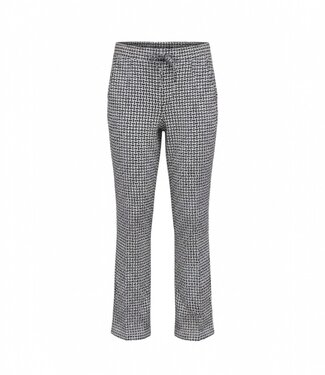 Sensia stretch broek travelstof "Pigal" met blok-motief marine Sensia